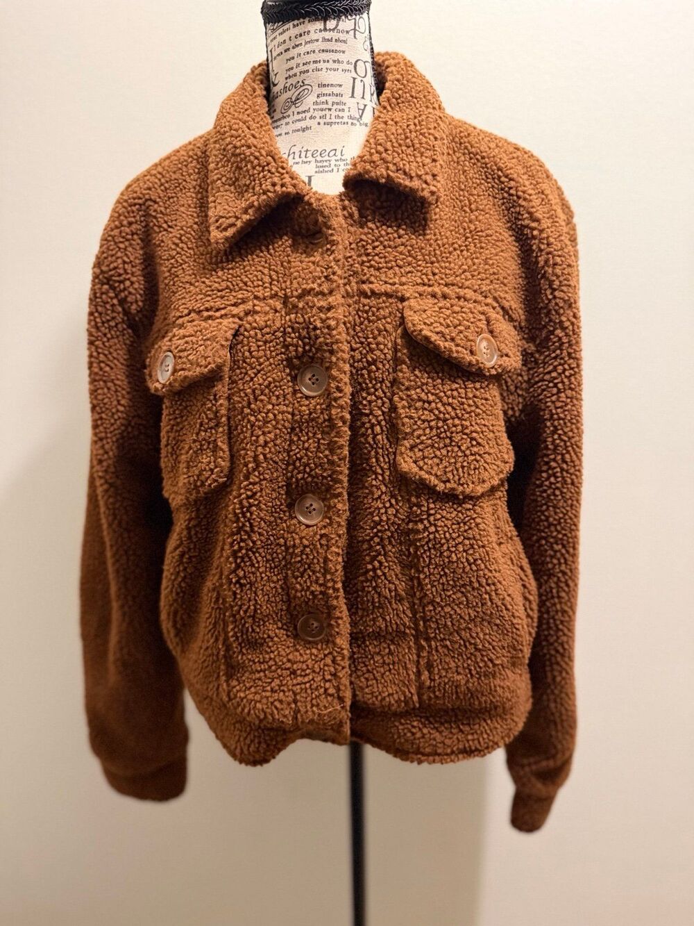 Ashley Vintage Charm Sherpa Shacket Jacket Brown Size L